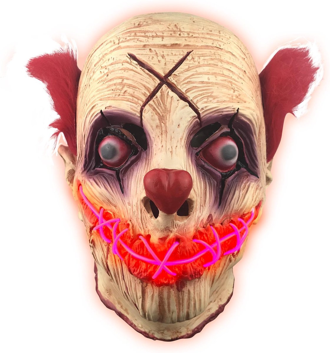 ORIGINAL CUP - Latex rood LED masker clown voor volwassenen - Maskers > LED maskers